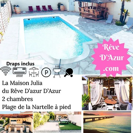 Ferienhaus Reve D'azur, 2 Chambres, Maison Julia En Bord De A La Nartelle, Piscine Partagee, Parking & Terrasse Bbq, Wifi Et Draps Inclus A Pied